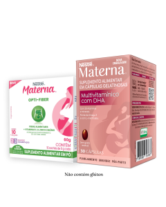 Materna Multivitamínico com DHA 30 caps e Materna Fibras com 50% OFF